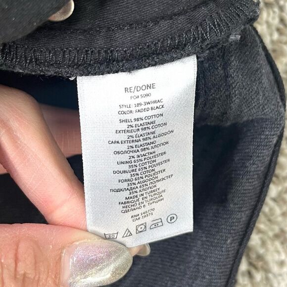 Re/Done Jeans Womens 30 90s High-Rise Black Denim Ankle Crop Frayed Raw Edge Hem - Picture 6 of 9